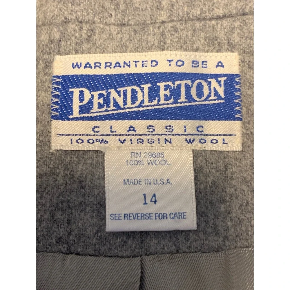 Vintage‎ Pendleton Classic Grey 100% Virgin Wool Blazer Size 14